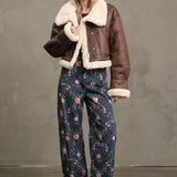 Vintage Cropped Faux Shearling Jacket - MJ9594Y