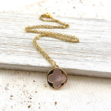 Genuine Pearl Shell & Clover Charm Necklace