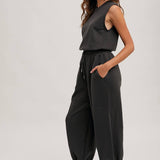 Drawstring Waist Sleeveless Jumpsuit