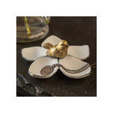 White Flower Gold Bird Jewelry Tray
