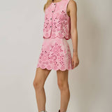 71099 Embroidered Eyelet Washed Skort