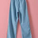 Heart Trim Chambray Wide-Leg Pants