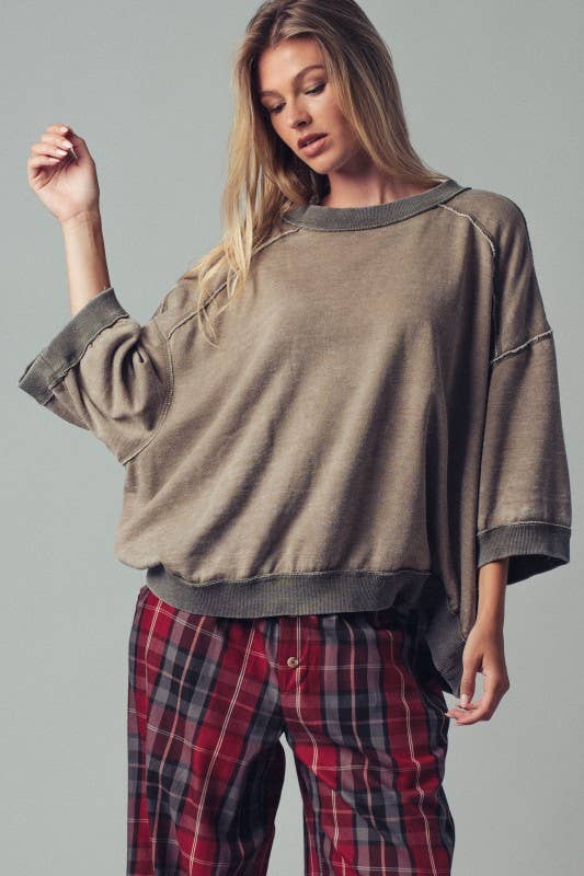 Oversized Seam Detail Pullover Top