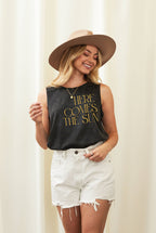 "HERE COMES THE SUN" Mineral Graphic Tank Top