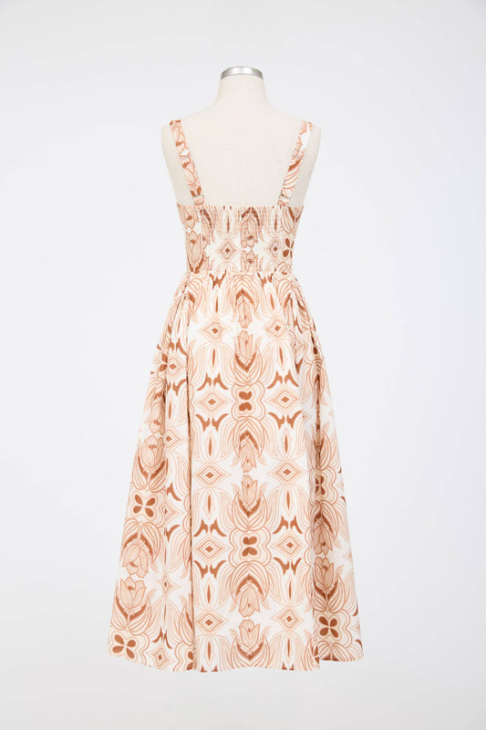 Floral Sleeveless Corset Midi Dress