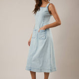 DENIM JUMPER MIDI DRESS