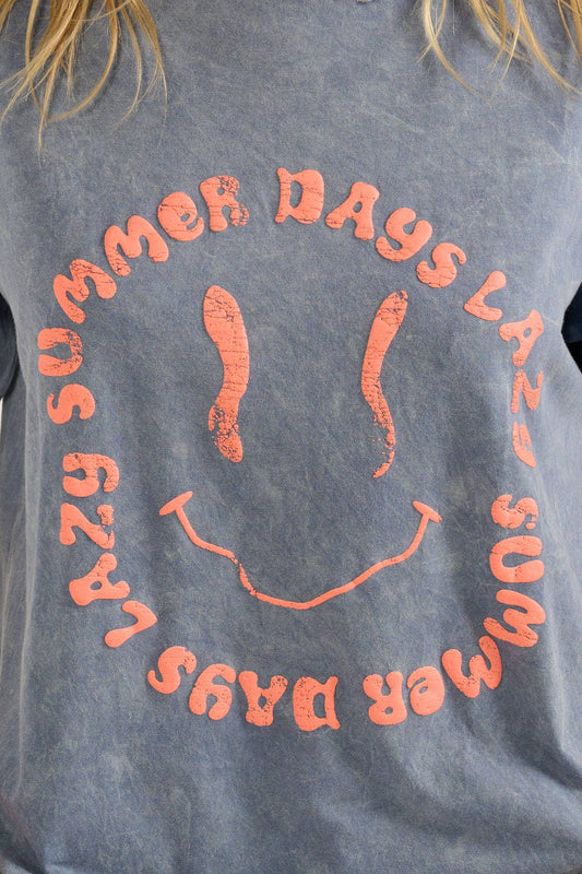 "Lazy Summer Days" Mineral Wash Graphic Tee
