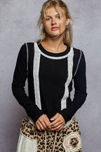 Eyelet Panel Rib Knit Top