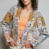 Lightweight Contrast Trim Quilted Kimono Jacket