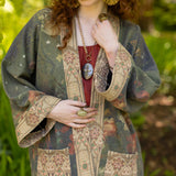 "The Messenger" Fleece Cottage Cardigan Jacket w/ Joan of Arc