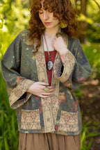 "The Messenger" Fleece Cottage Cardigan Jacket w/ Joan of Arc