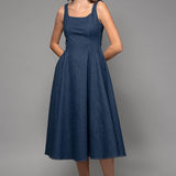 Denim A-Line Midi Dress