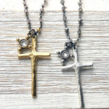 Pyrite Cross Charm Necklace
