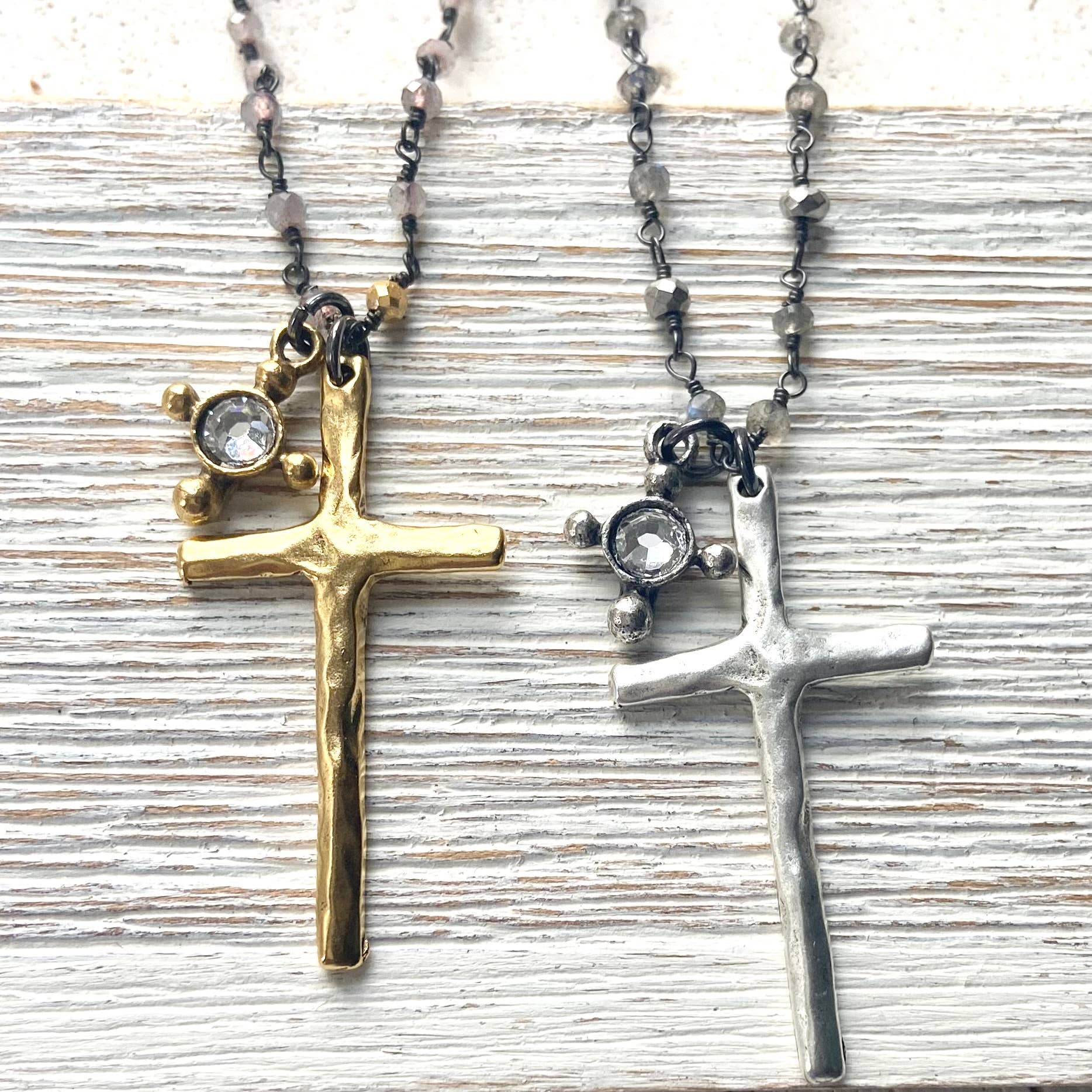 Pyrite Cross Charm Necklace