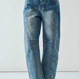 AJP5114 EMBROIDERED DETAIL COTTON BARREL PANTS