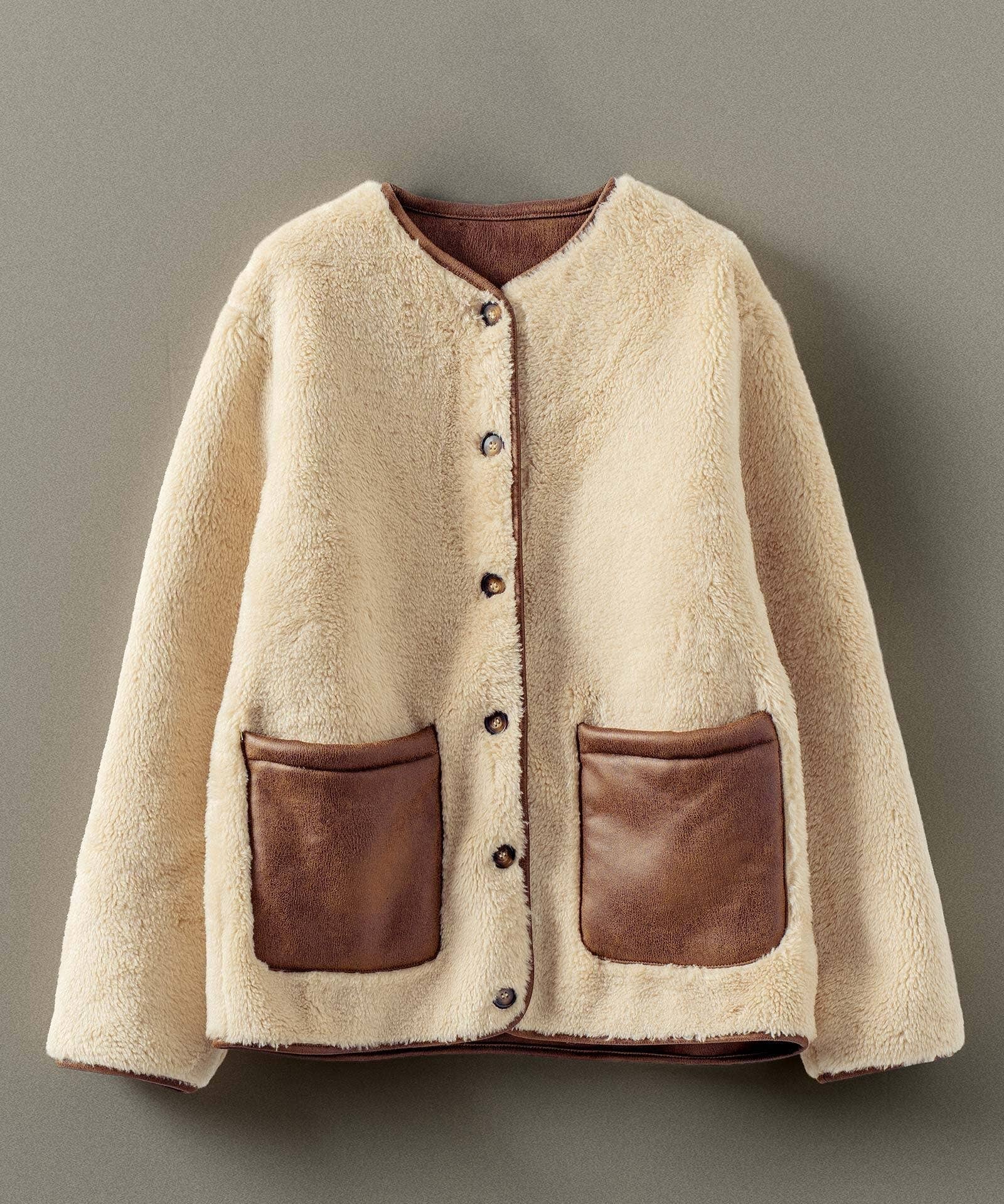 Plush Faux Shearling Jacket – Boxy Relaxed Fit