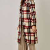 61594 Brushed Plaid Long Coat