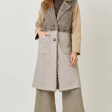 61307 Color Blocked Long Coat