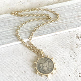 Gold Horse Coin Necklace.