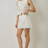 71099 Embroidered Eyelet Washed Skort