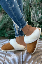 Faux Suede Plush Lined Slippers