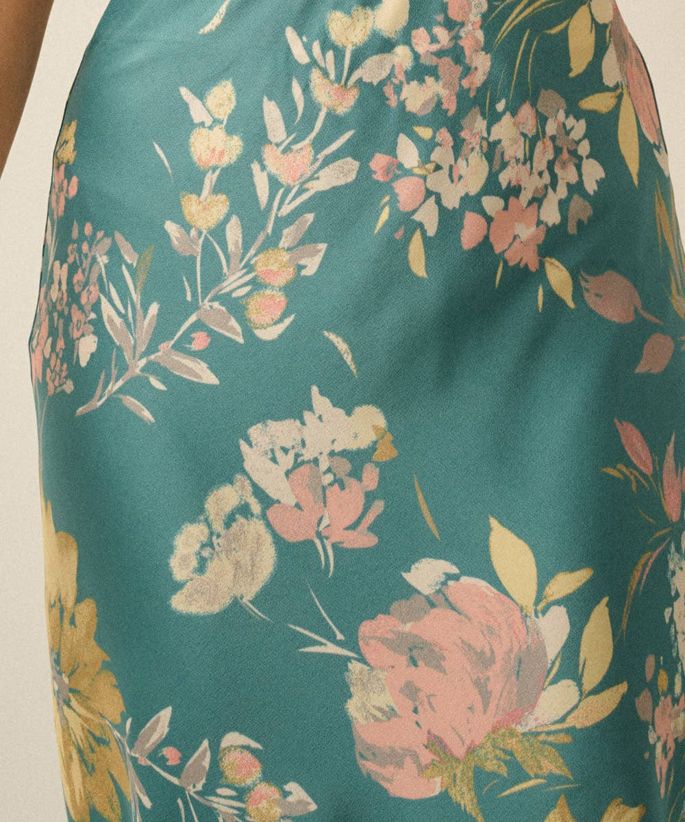 Textured Floral-Print Bias-Cut Maxi Skirt