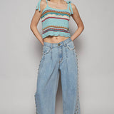 Stud Detail Twill Woven Pants