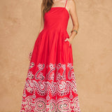 Scalloped Eyelet Embroidered Midi Dress