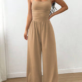 Cross Strap Halter Neck Backless Wide-Leg Jumpsuit