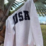 Pearl Grey Navy Blue Polka Dot USA Mockneck Sweatshirt