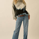 Mountains Fuzzy Jacquard-Knit Turtleneck Sweater