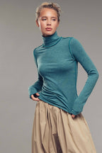 Striped Turtleneck Knit Top