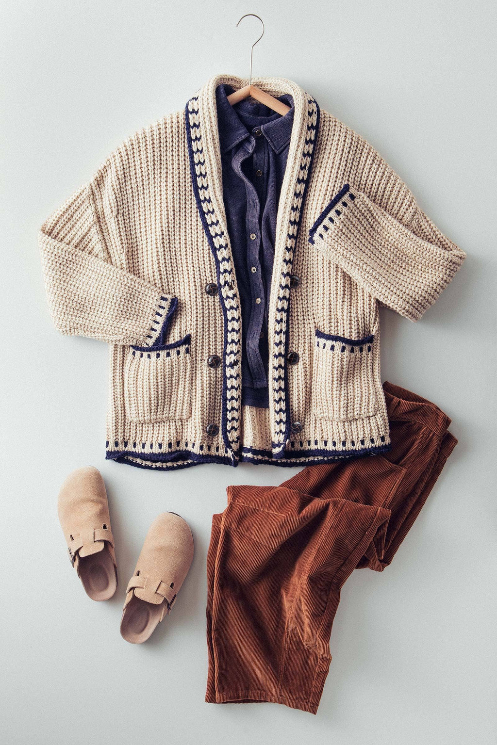 Chunky Knit Oversized Contrast Cardigan