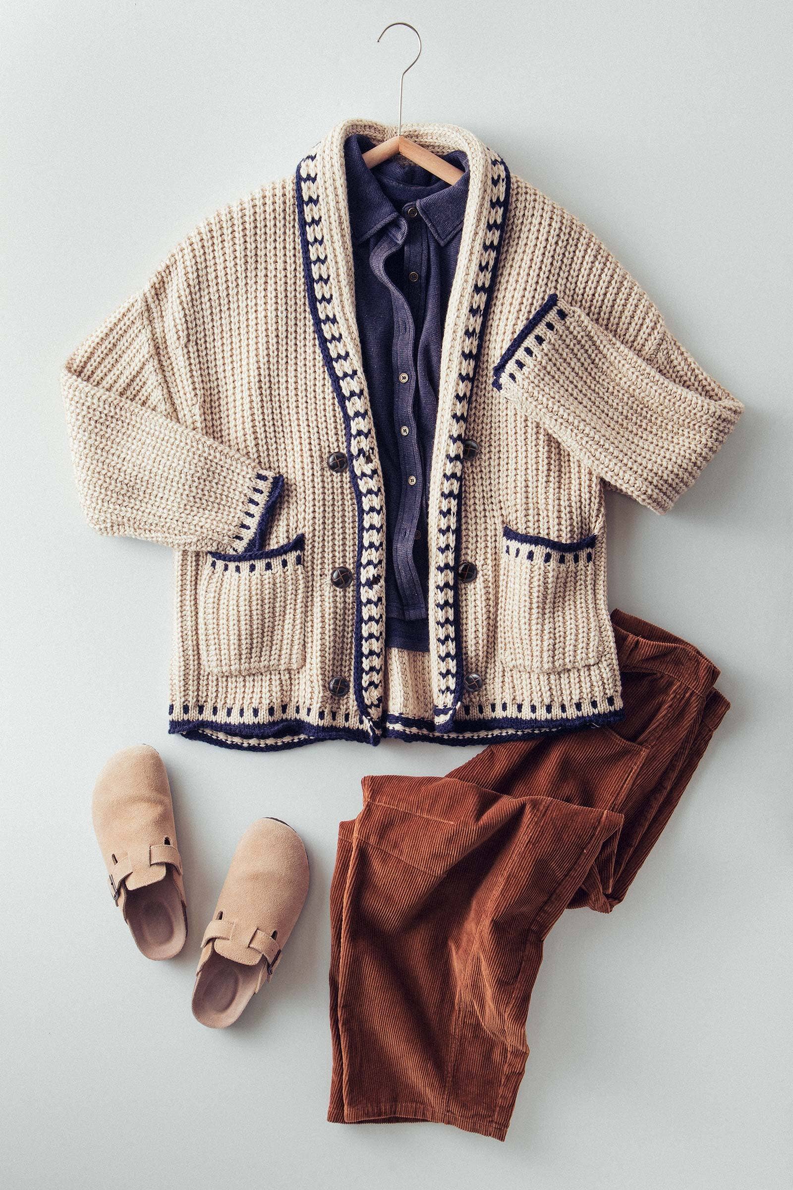 Chunky Knit Oversized Contrast Cardigan