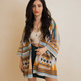 Boho Faux Fur Ruana Wrap with Cozy Pockets - Tribal Cardigan