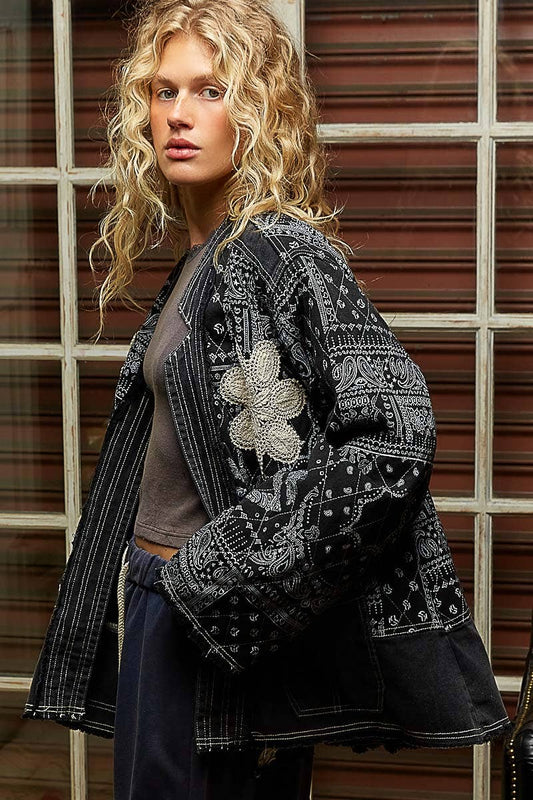 Paisley Pattern Patch Detail Jacket