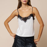 Lace Trim Sequin Cami Top