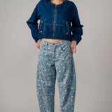 Floral Print Relaxed Fit Denim Pants
