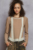 Eyelet Panel Rib Knit Top