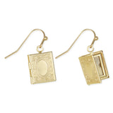 Treasured Keepsake Gold Book Floral Locket Earrings