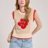 Sleeveless, Cream-Colored Knitted