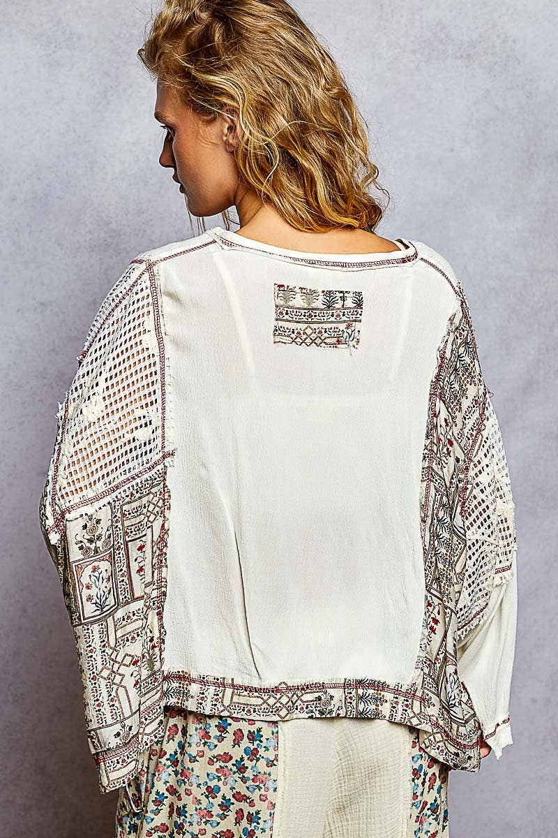 Floral Print Contrast Sweater