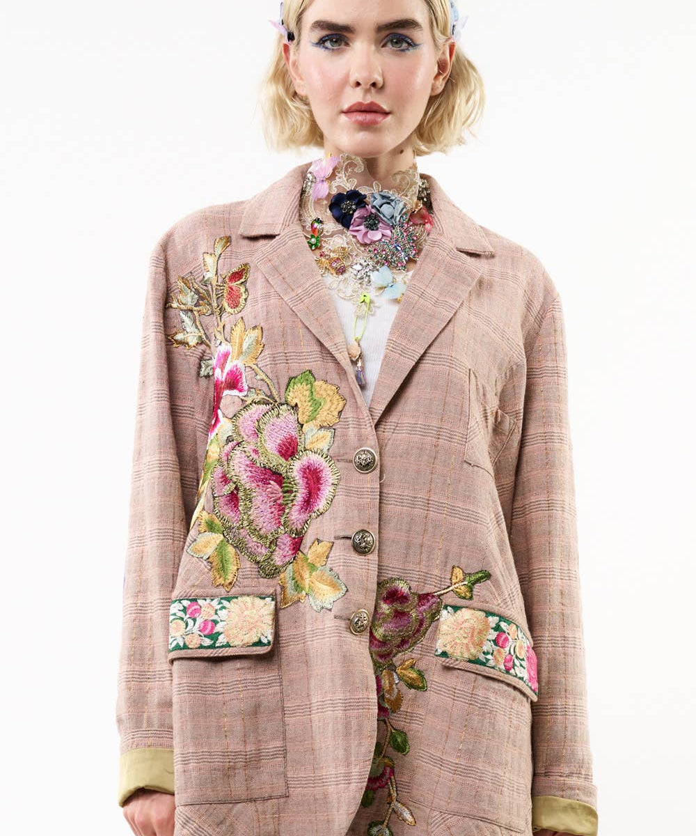 Sudden Sensation Blazer | Pink Jacket | Embroidered Jacket
