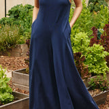 Keyhole Back Wide Leg Jumpsuit