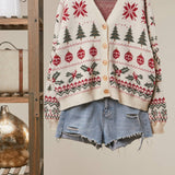 Christmas Forest Knit Sweater Cardigan