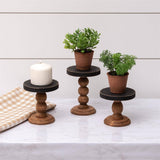 Mini Risers - Black Top Wood Base (Set Of 03)