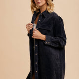 Garment Washed Corduroy Duster Jacket