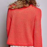 Long Sleeves Button-Front Half Placket Knit Sweater SALE