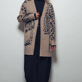 Animal Jacquard Long Knit Cardigan