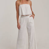 EYELET LACE CROPPED CAMI TOP AND WIDE LEG PANTS SUMMER SET